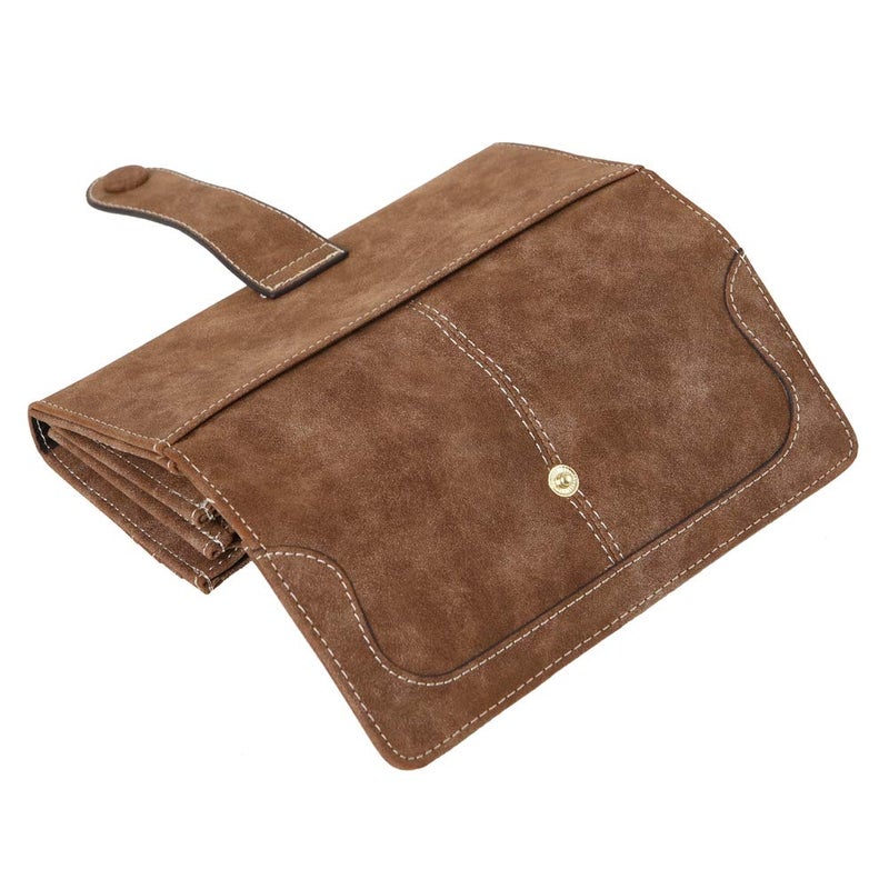 Cynure Women's Vegan Leather 17 Card Slots Card Holder Long Big Bifold Wallet,Coffee - Image 4